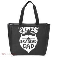 Badass Bearded Dad Shirts Father Papa With Beard Tote Bag thumb 0