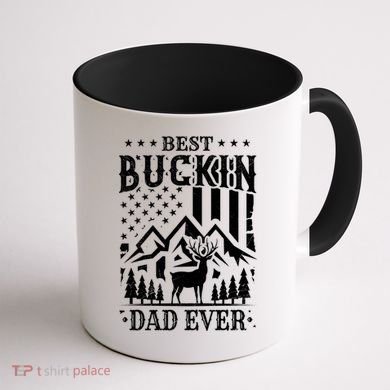 Best Buckin Dad Funny Hunter Father American Flag Gift Coffee Mug back