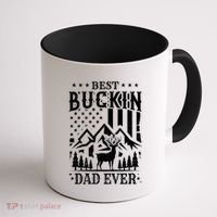 Best Buckin Dad Funny Hunter Father American Flag Gift Coffee Mug thumb 1