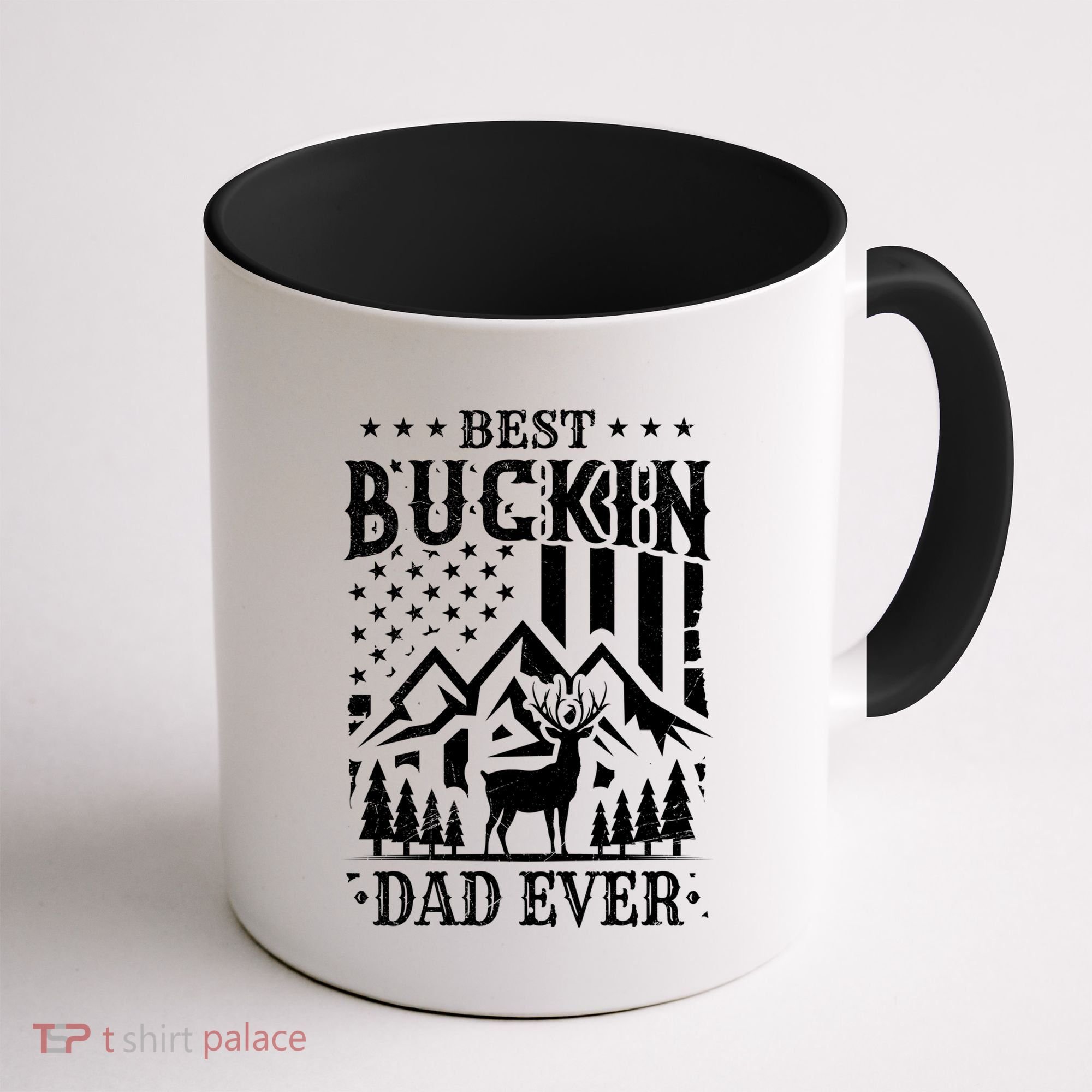 Best Buckin Dad Funny Hunter Father American Flag Gift Coffee Mug