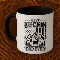 Best Buckin Dad Funny Hunter Father American Flag Gift Coffee Mug thumb 2