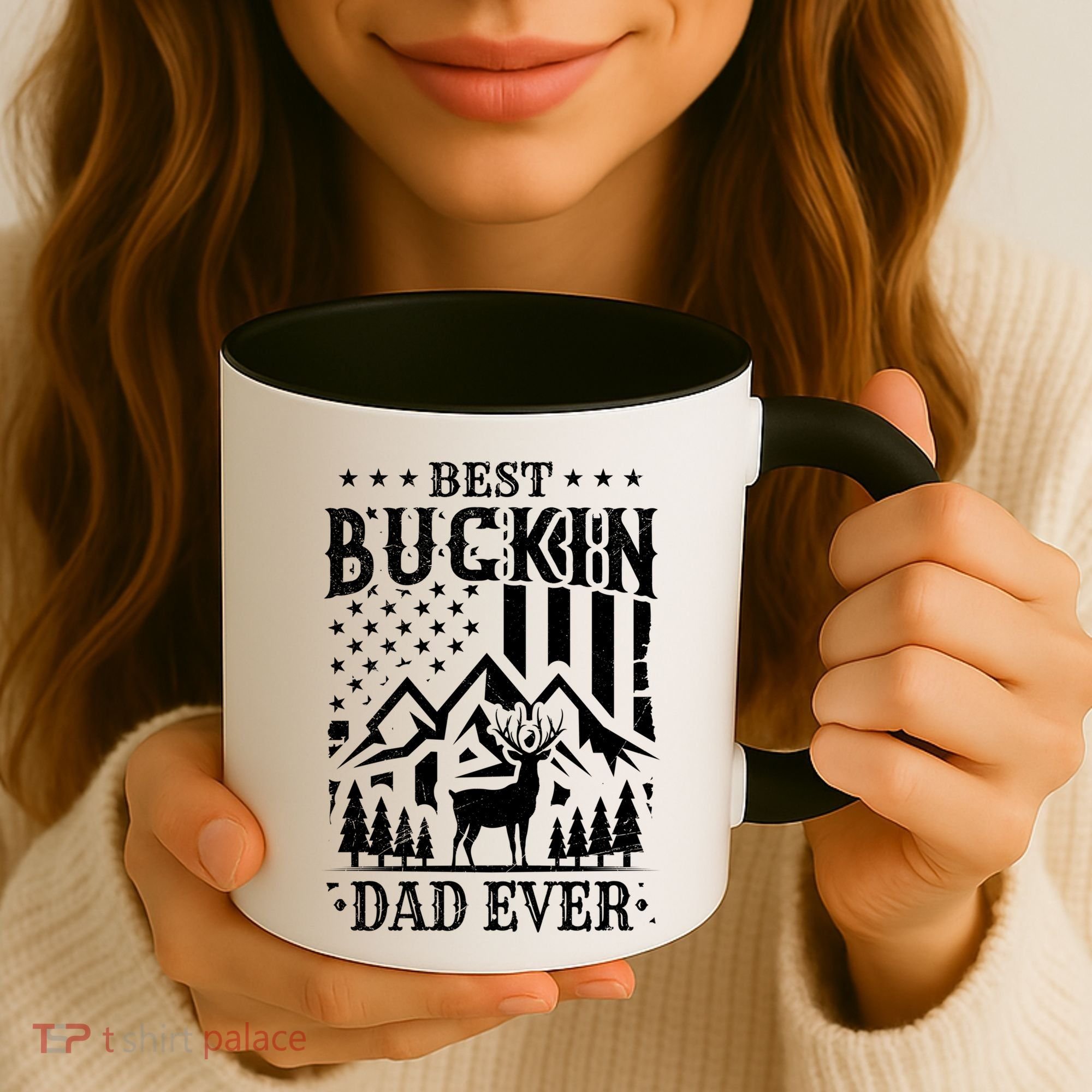 Best Buckin Dad Funny Hunter Father American Flag Gift Coffee Mug