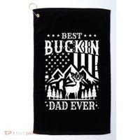 Best Buckin Dad Funny Hunter Father American Flag Gift Golf Towel thumb 0