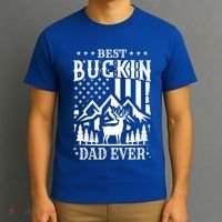 Best Buckin Dad Funny Hunter Father American Flag Gift T-Shirt thumb 3