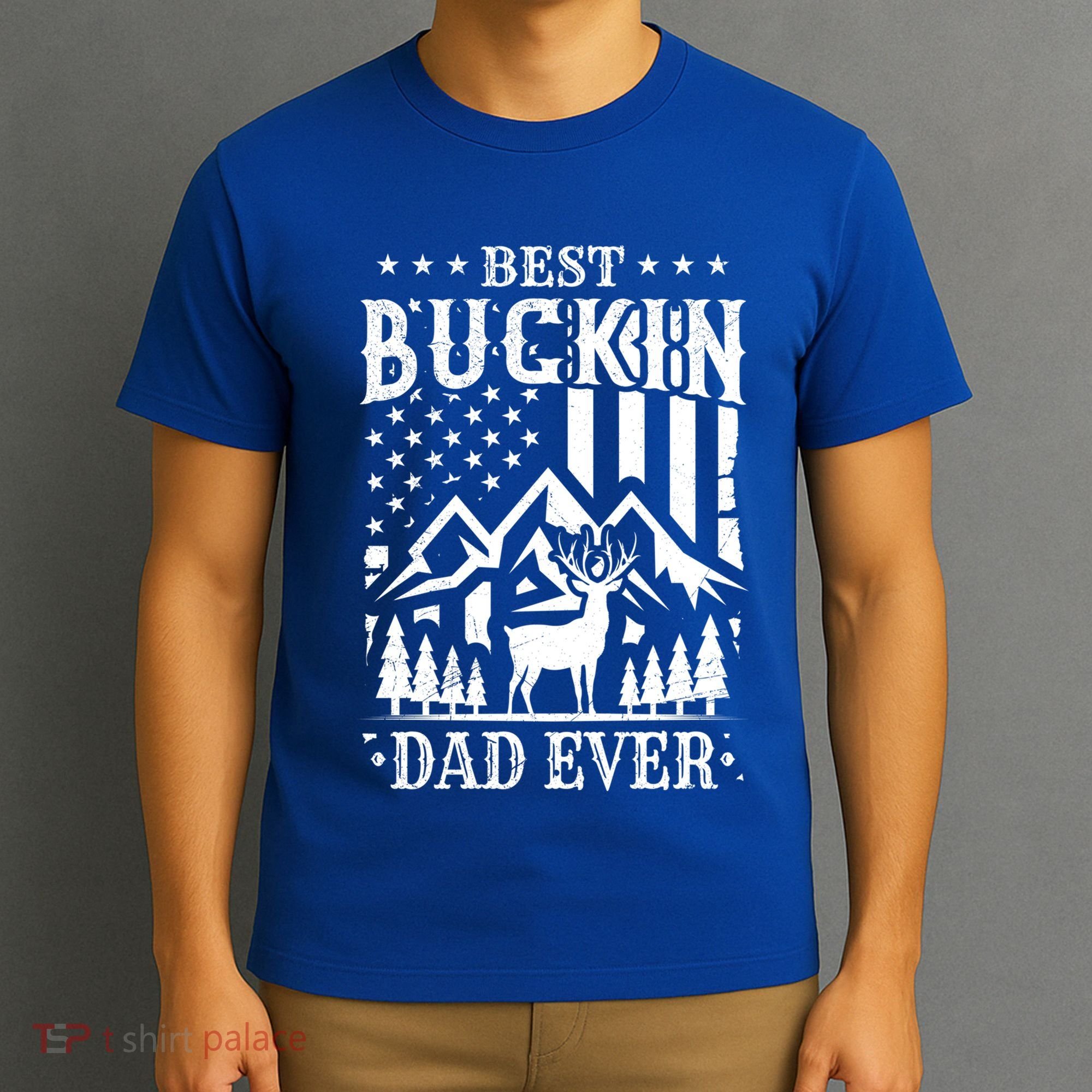 Best Buckin Dad Funny Hunter Father American Flag Gift T-Shirt