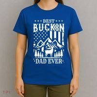 Best Buckin Dad Funny Hunter Father American Flag Gift T-Shirt thumb 4