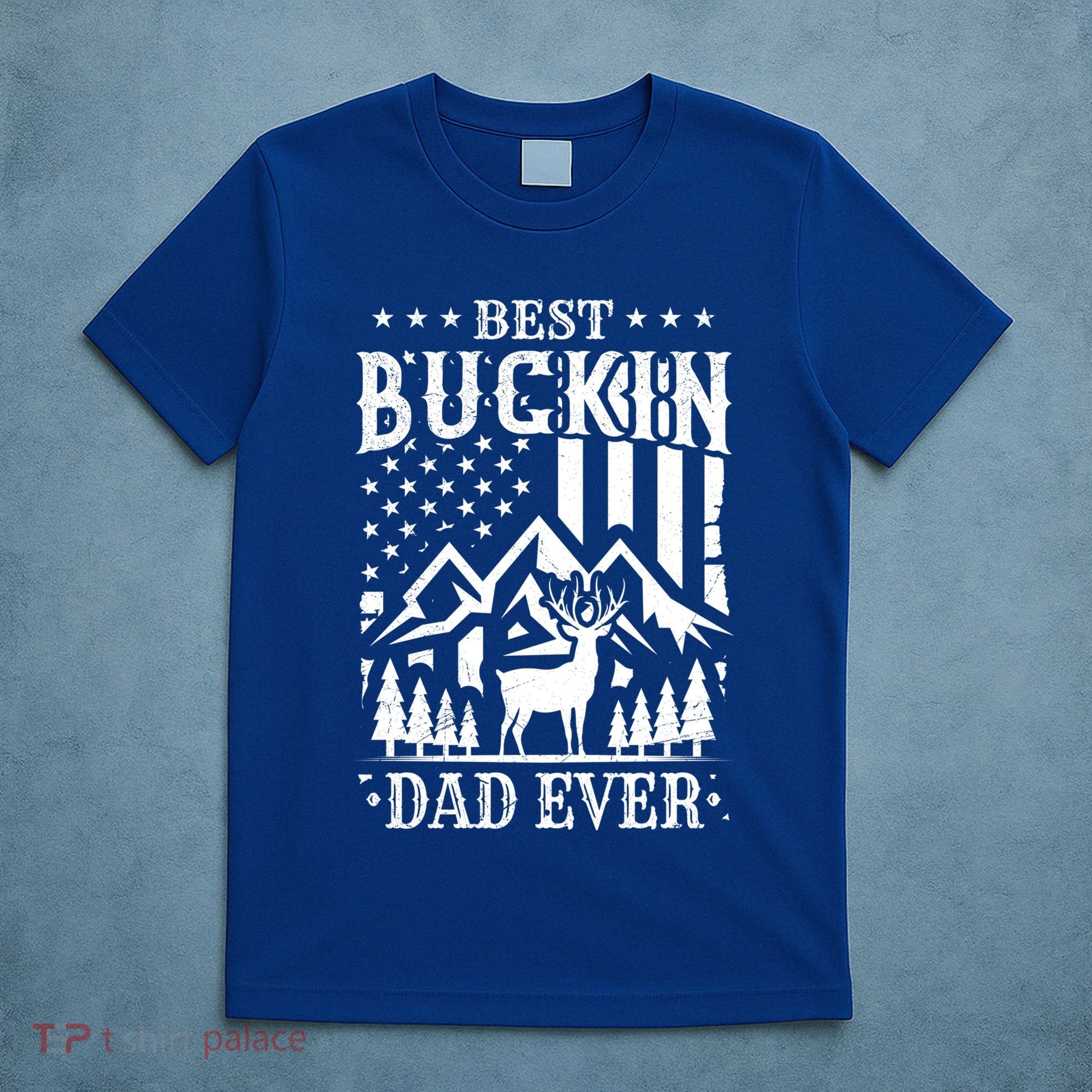 Best Buckin Dad Funny Hunter Father American Flag Gift T-Shirt