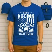 Best Buckin Dad Funny Hunter Father American Flag Gift T-Shirt thumb 6