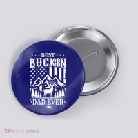 Best Buckin Dad Funny Hunter Father American Flag Gift Button thumb 0