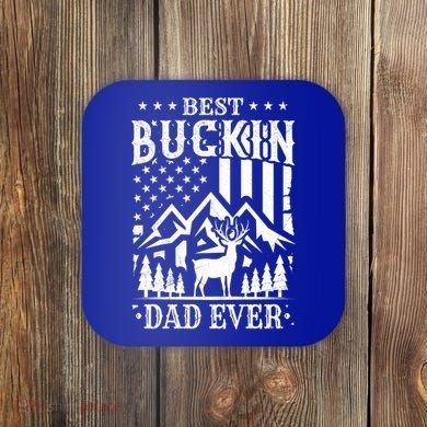 Best Buckin Dad Funny Hunter Father American Flag Gift Coaster