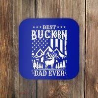 Best Buckin Dad Funny Hunter Father American Flag Gift Coaster thumb 0