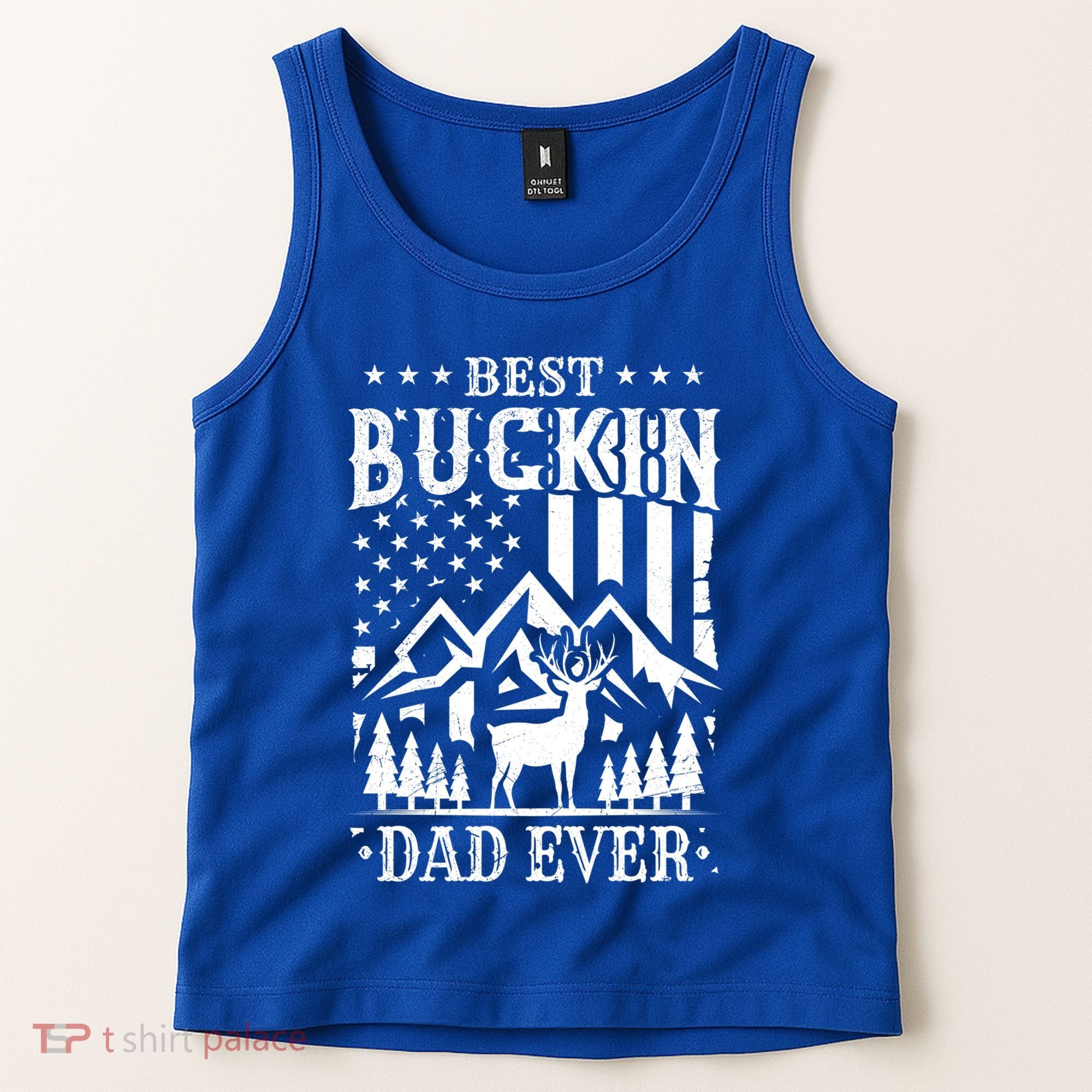 Best Buckin Dad Funny Hunter Father American Flag Gift Tank Top