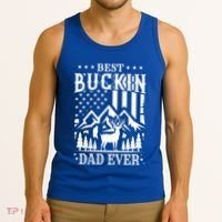 Best Buckin Dad Funny Hunter Father American Flag Gift Tank Top thumb 3