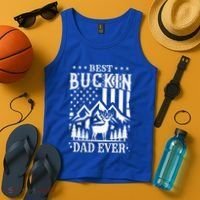 Best Buckin Dad Funny Hunter Father American Flag Gift Tank Top thumb 4