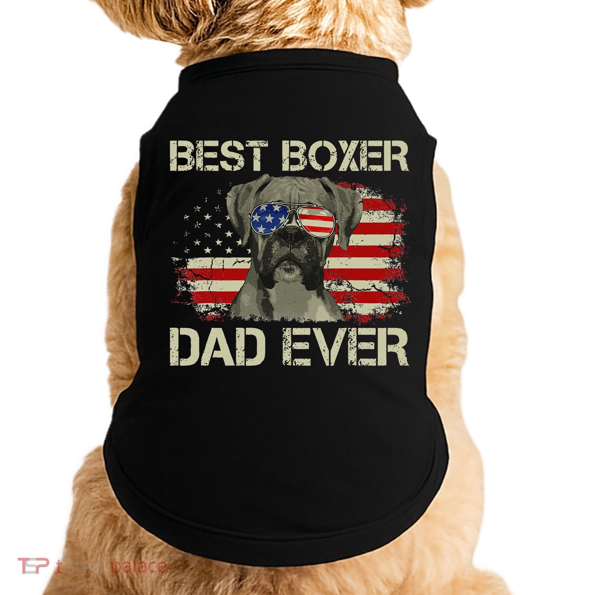 Best Boxer Dad Ever Dog Lover American Flag Gift Doggie Tank