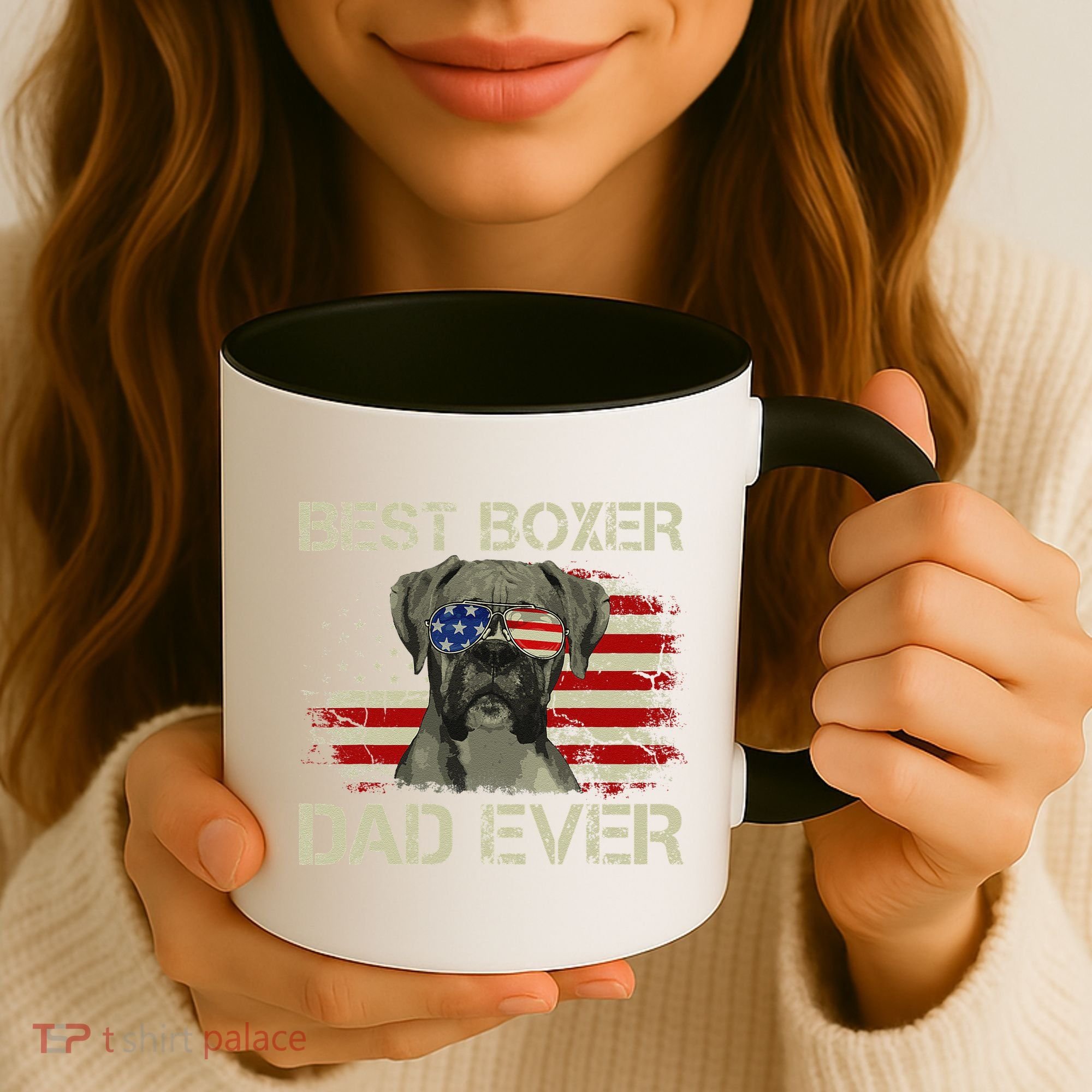 Best Boxer Dad Ever Dog Lover American Flag Gift Coffee Mug
