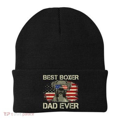 Best Boxer Dad Ever Dog Lover American Flag Gift Beanie