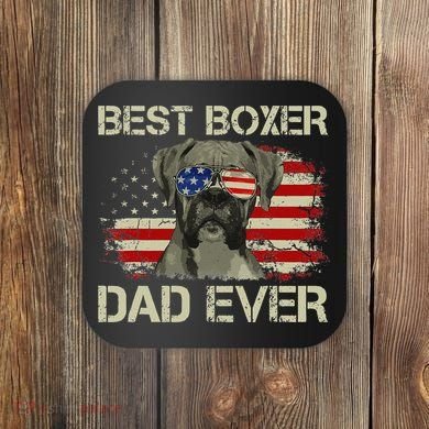 Best Boxer Dad Ever Dog Lover American Flag Gift Coaster