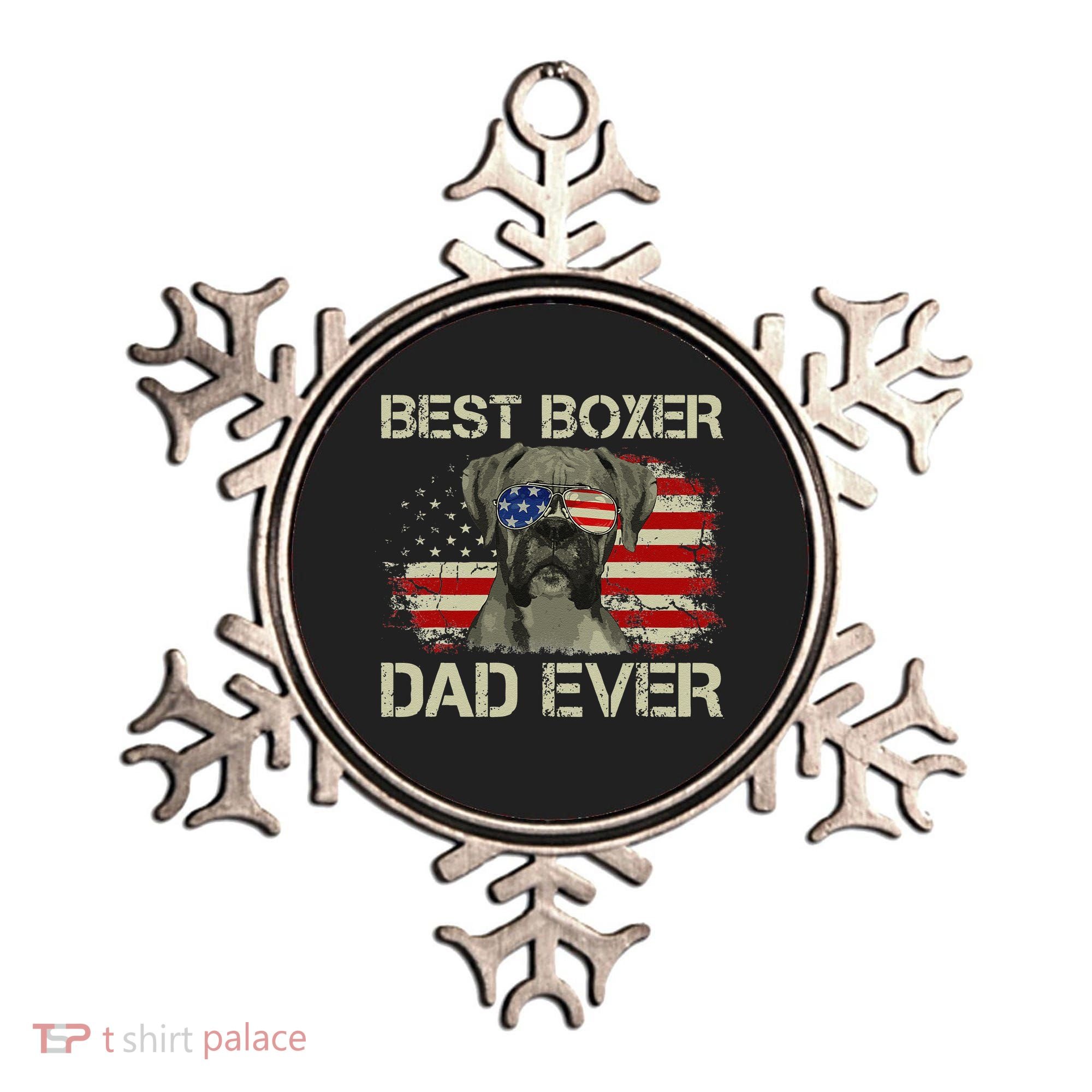 Best Boxer Dad Ever Dog Lover American Flag Gift Ornament