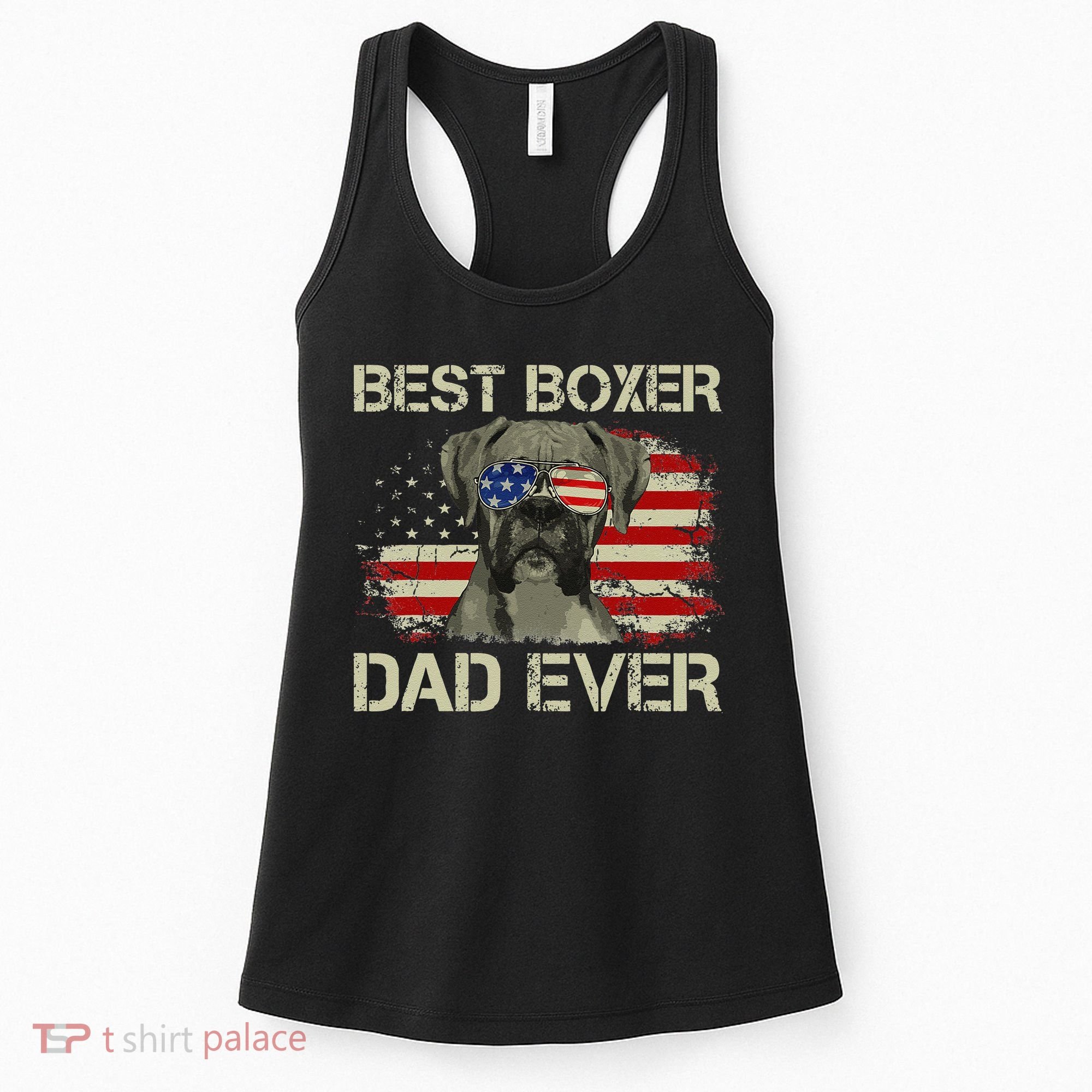 Best Boxer Dad Ever Dog Lover American Flag Gift Women's Tank Top