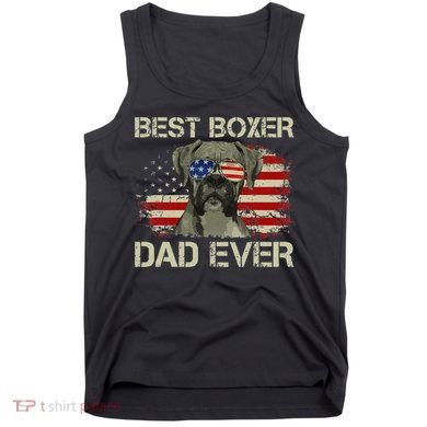 Best Boxer Dad Ever Dog Lover American Flag Gift Tank Top