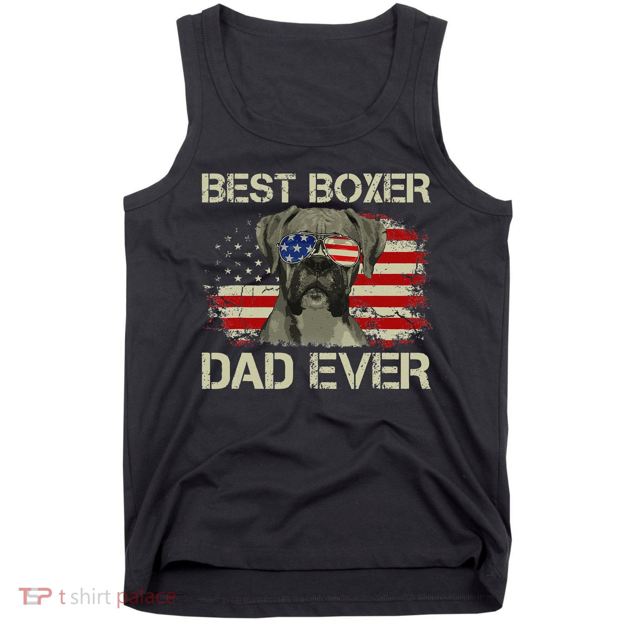 Best Boxer Dad Ever Dog Lover American Flag Gift Tank Top