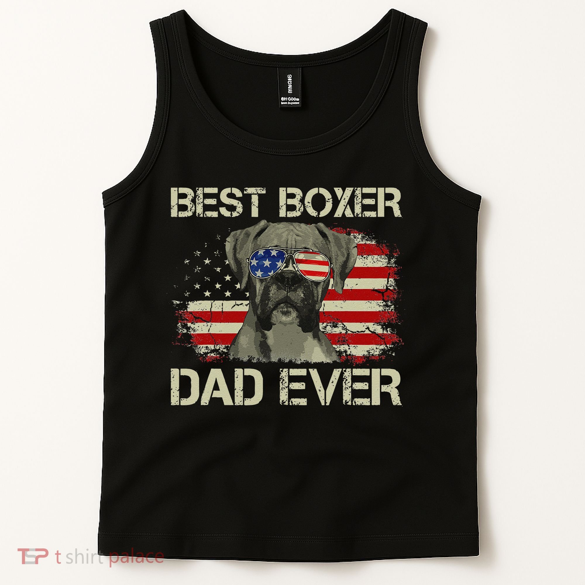 Best Boxer Dad Ever Dog Lover American Flag Gift Tank Top