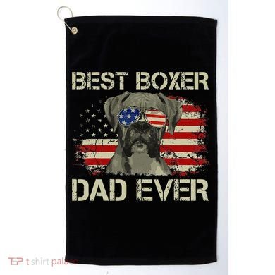 Best Boxer Dad Ever Dog Lover American Flag Gift Golf Towel