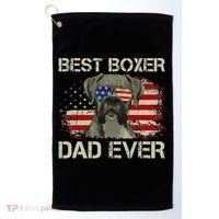 Best Boxer Dad Ever Dog Lover American Flag Gift Golf Towel thumb 0