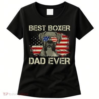 Best Boxer Dad Ever Dog Lover American Flag Gift Women's T-Shirt