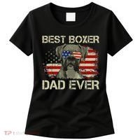 Best Boxer Dad Ever Dog Lover American Flag Gift Women's T-Shirt thumb 0