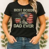Best Boxer Dad Ever Dog Lover American Flag Gift Women's T-Shirt thumb 2