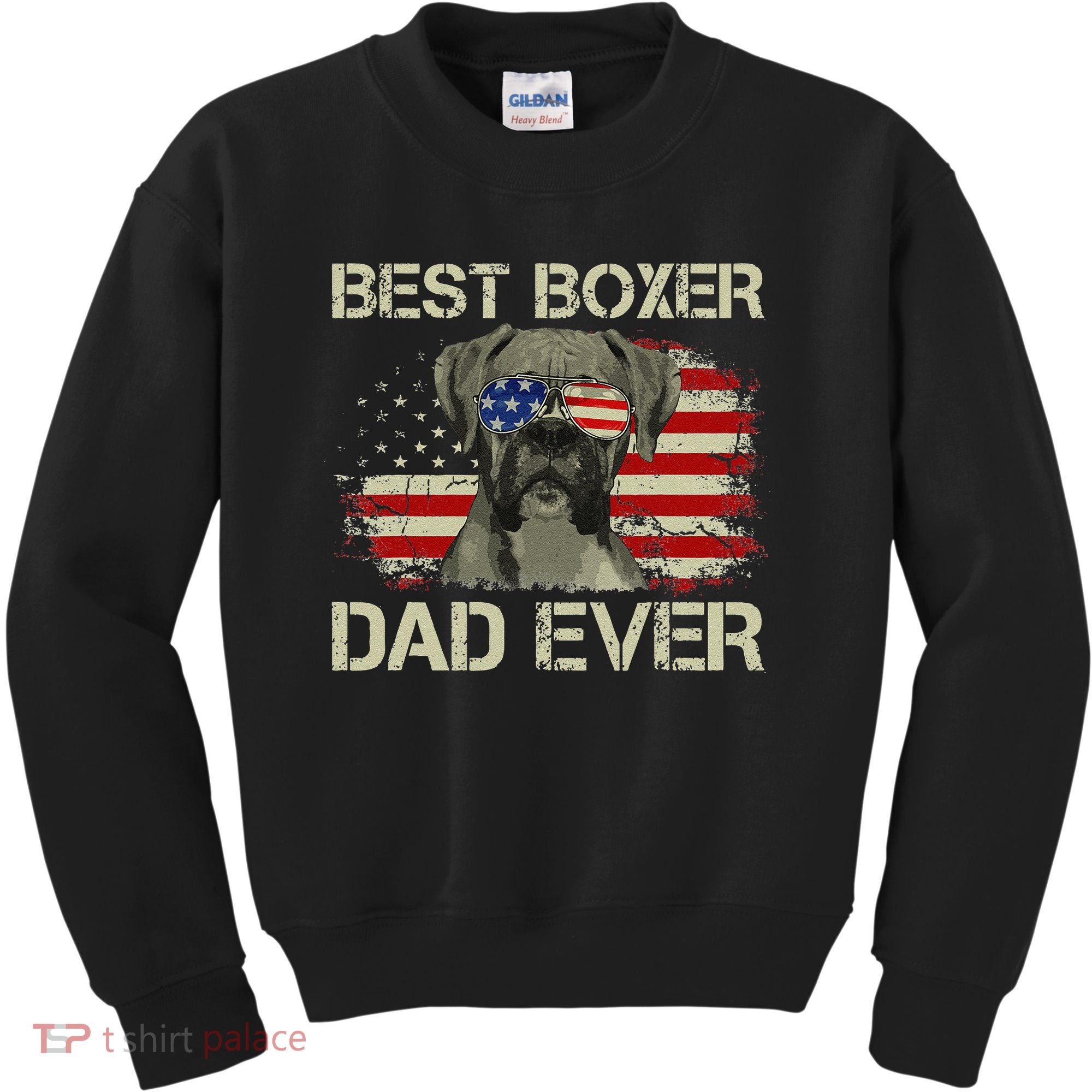 Best Boxer Dad Ever Dog Lover American Flag Gift Kids Sweatshirt