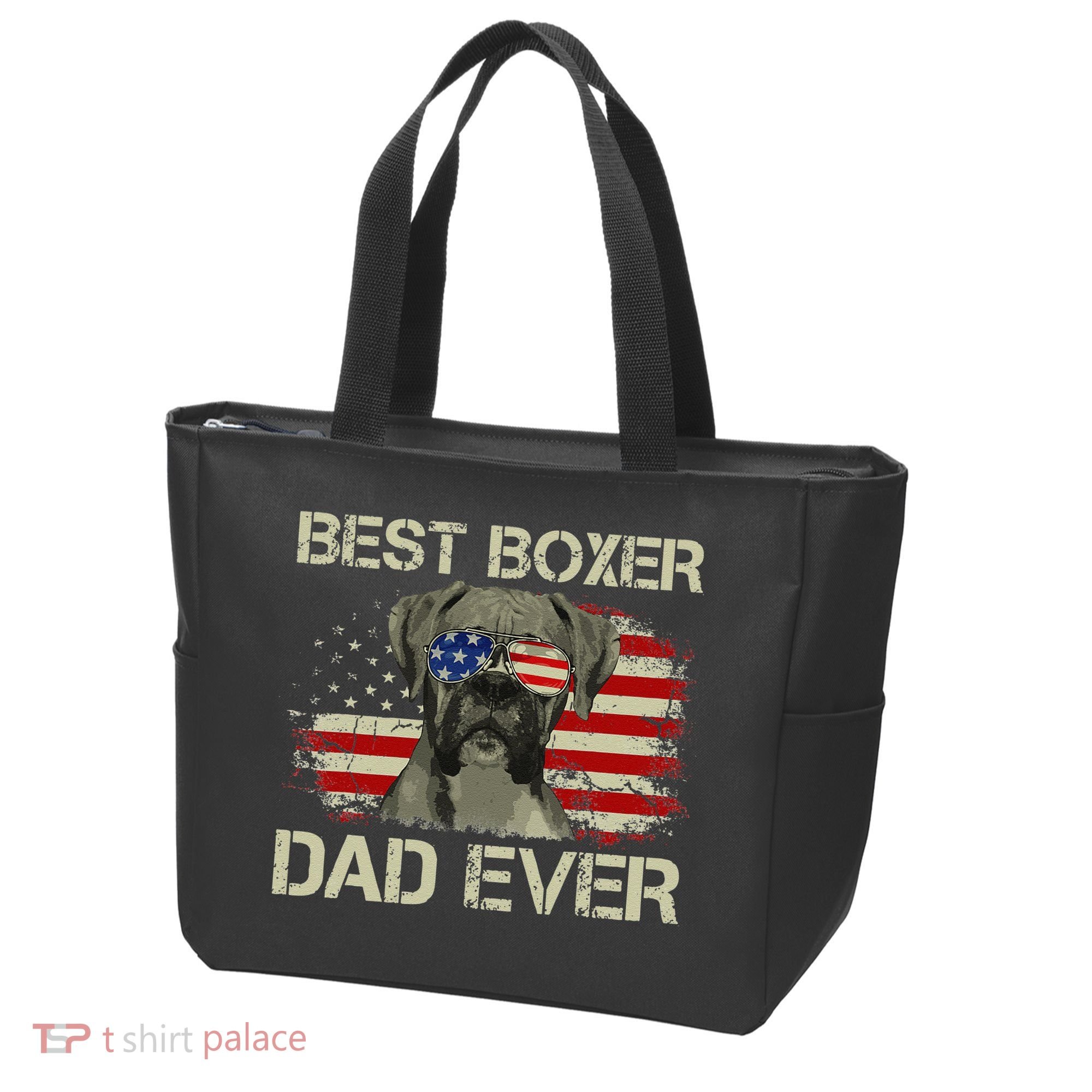Best Boxer Dad Ever Dog Lover American Flag Gift Tote Bag