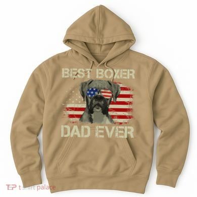 Best Boxer Dad Ever Dog Lover American Flag Gift Hoodie