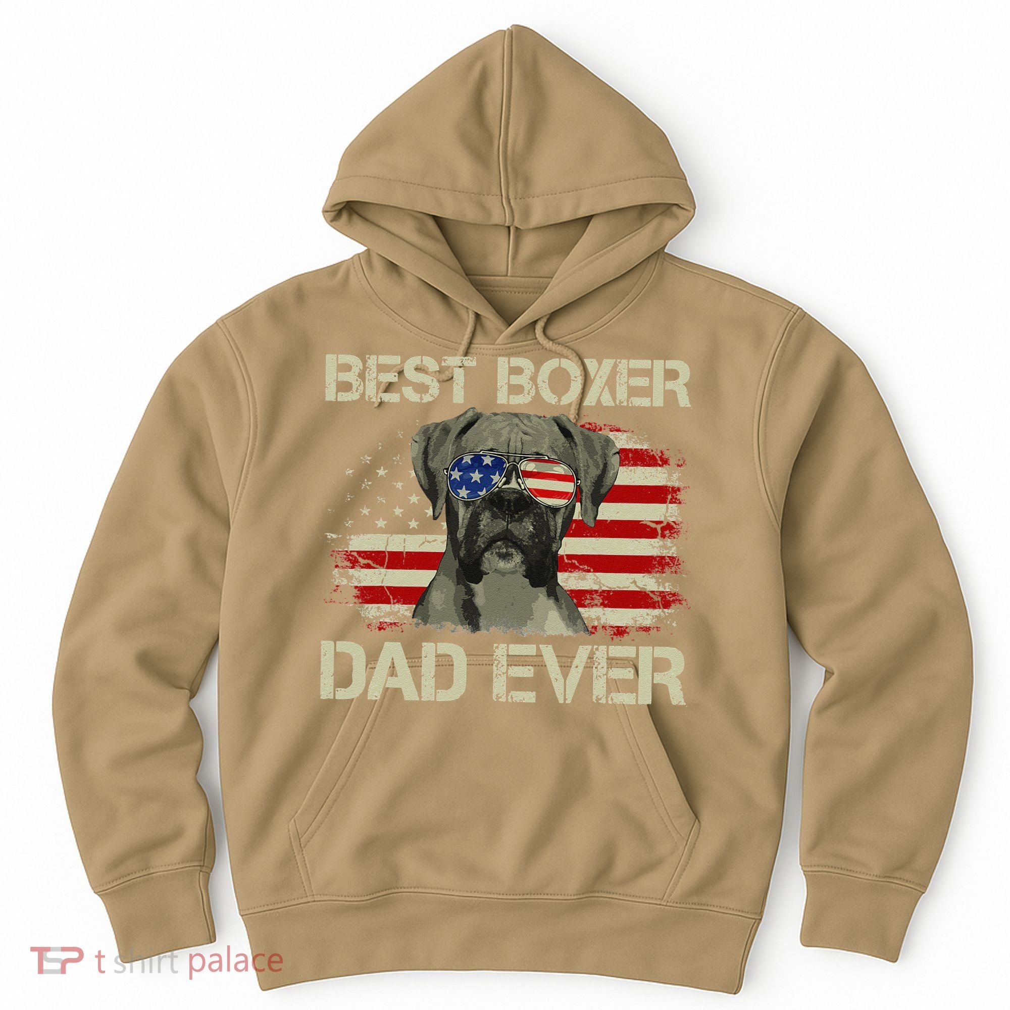 Best Boxer Dad Ever Dog Lover American Flag Gift Hoodie