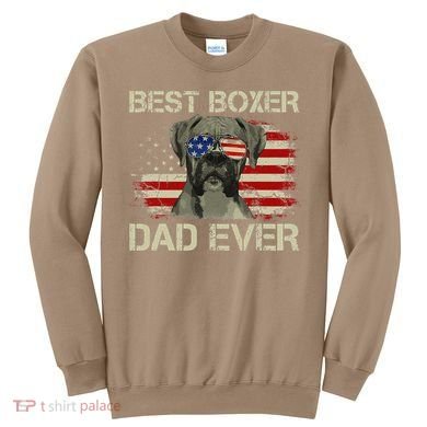 Best Boxer Dad Ever Dog Lover American Flag Gift Sweatshirt