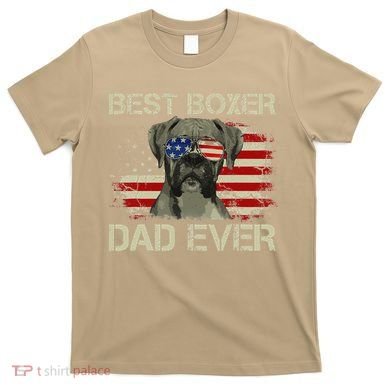 Best Boxer Dad Ever Dog Lover American Flag Gift T-Shirt