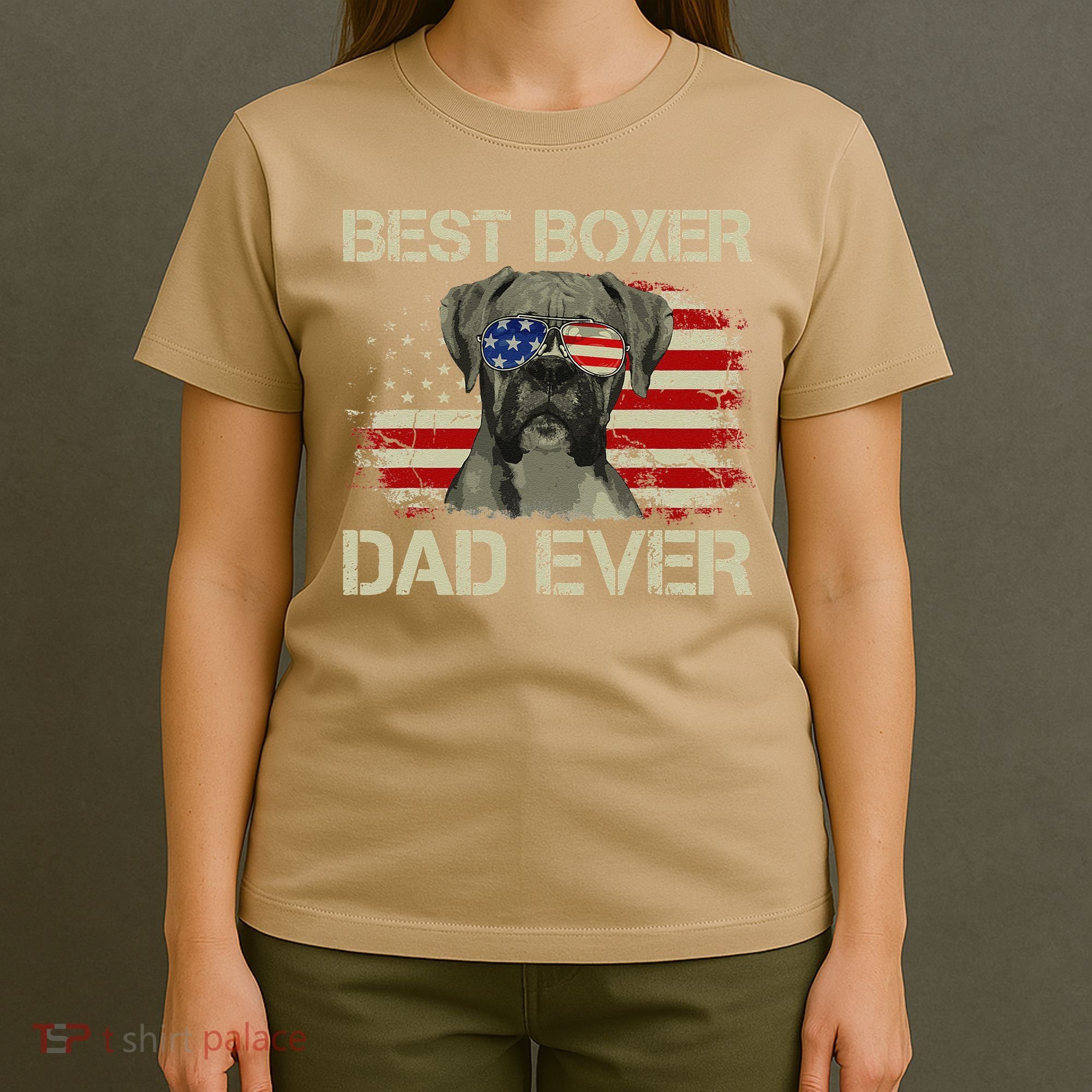 Best Boxer Dad Ever Dog Lover American Flag Gift T-Shirt