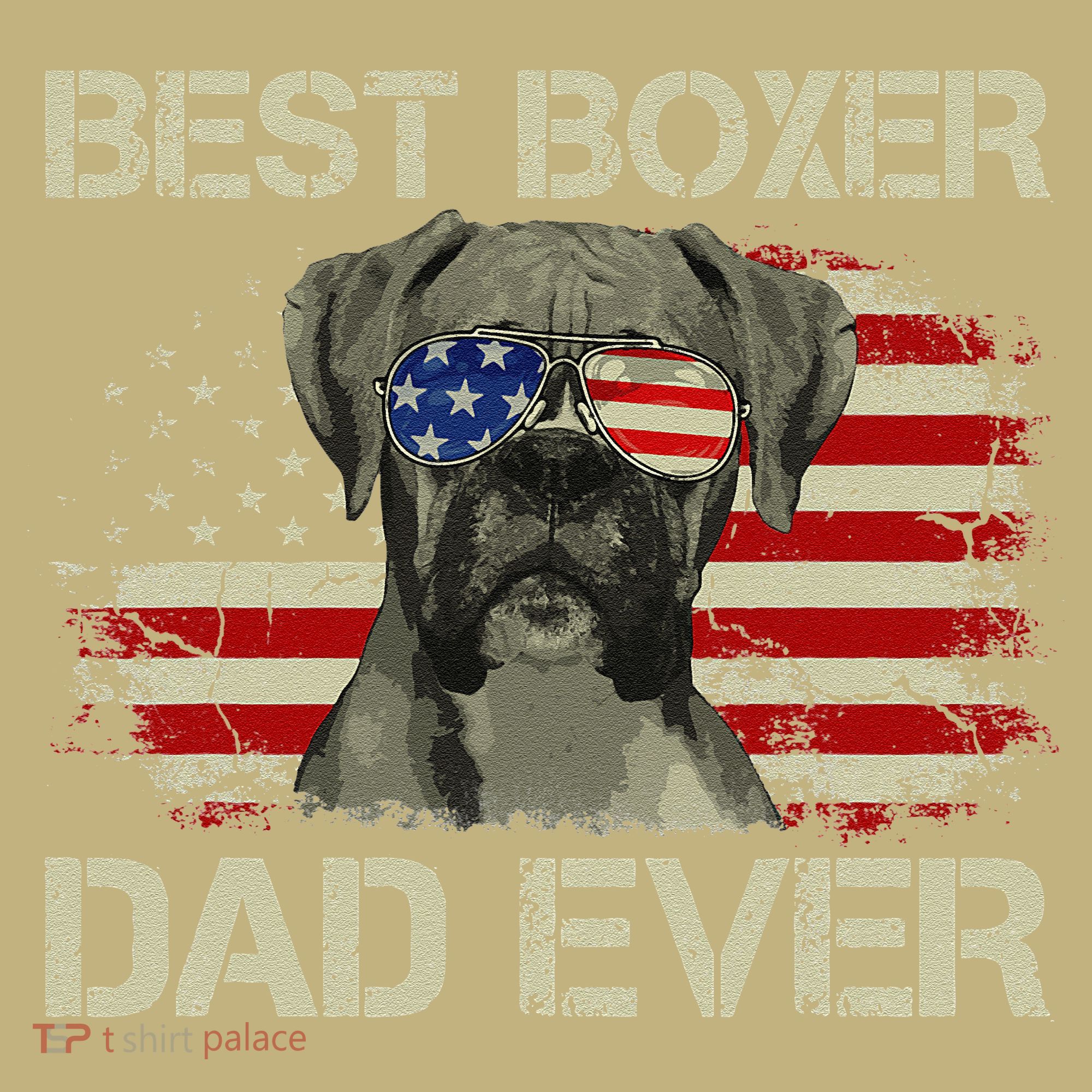 Best Boxer Dad Ever Dog Lover American Flag Gift T-Shirt