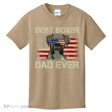 Best Boxer Dad Ever Dog Lover American Flag Gift Kids T-Shirt