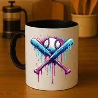 Baseball Bat Drip Funny Graphic Coffee Mug thumb 4