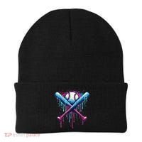 Baseball Bat Drip Funny Graphic Beanie thumb 0