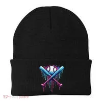 Baseball Bat Drip Funny Graphic Beanie thumb 0