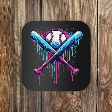 Baseball Bat Drip Funny Graphic Coaster