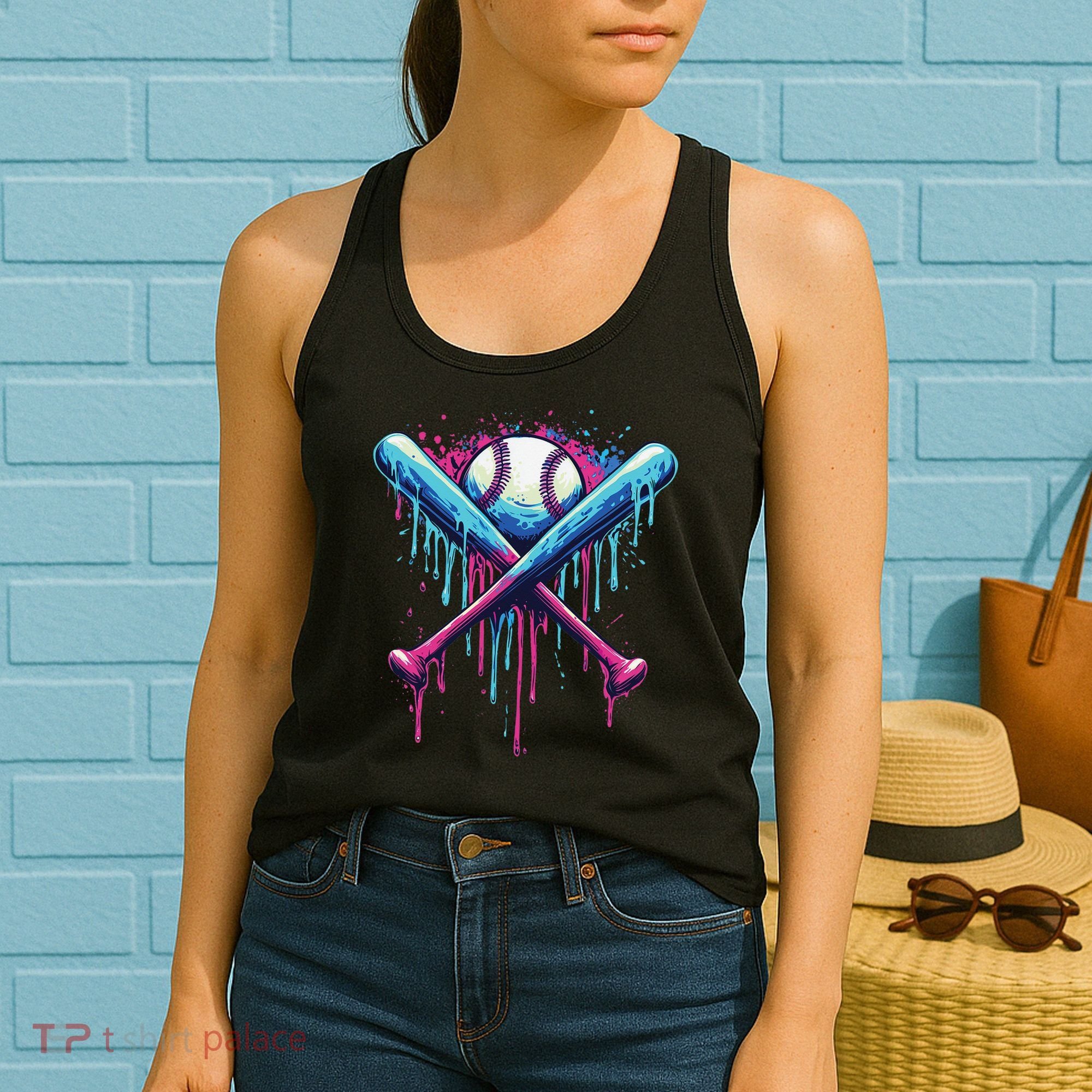 Baseball Bat Drip Funny Graphic Women's Tank Top