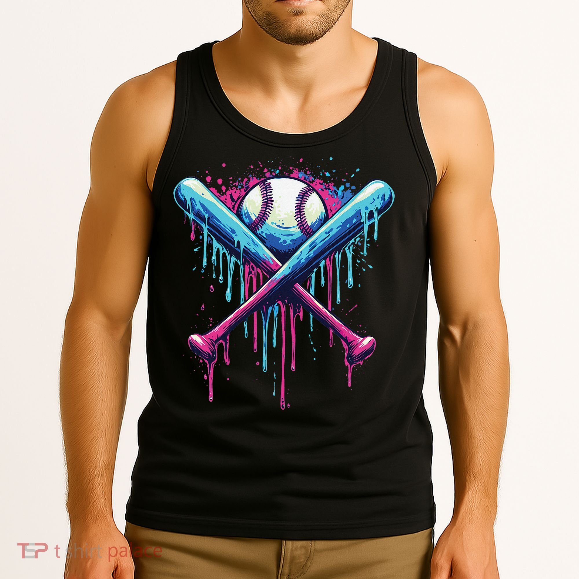 Baseball Bat Drip Funny Graphic Tank Top
