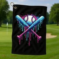 Baseball Bat Drip Funny Graphic Golf Towel thumb 1