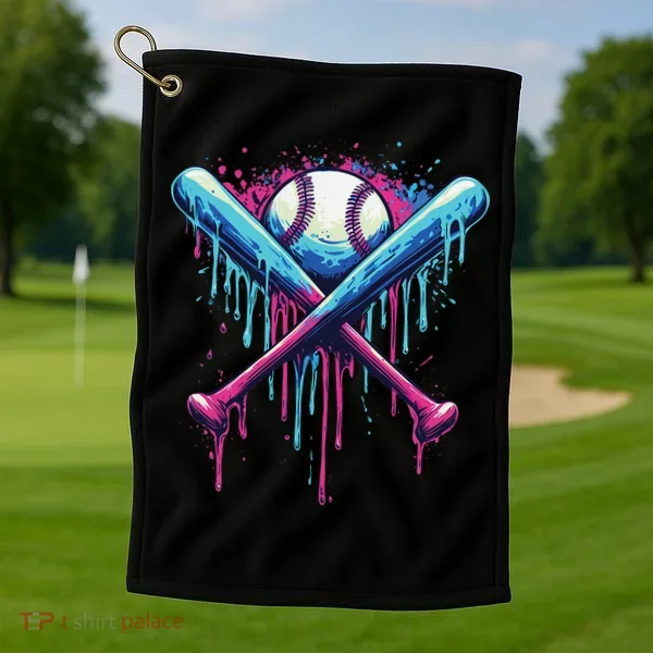 Baseball Bat Drip Funny Graphic Golf Towel