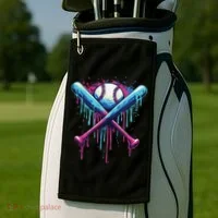 Baseball Bat Drip Funny Graphic Golf Towel thumb 2